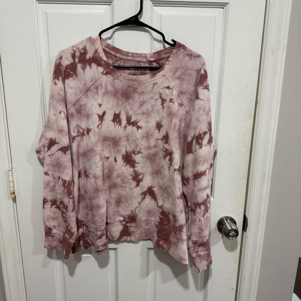 Athleta Red and Pink Oversized Long Sleeve Hoodie